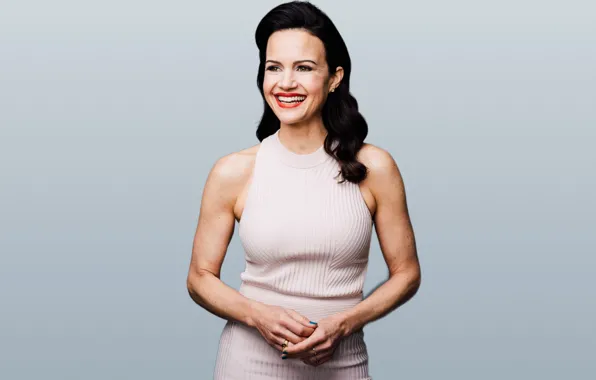 Платье, актриса, брюнетка, красивая, смеётся, Карла Гуджино, Carla Gugino