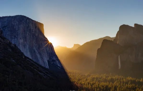 Картинка горы, рассвет, Калифорния, США, Йосемити