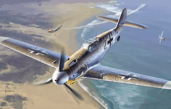Messerschmitt, Germany, Fighter, WWII, Gustav, Bf.109G-2/trop, JG77