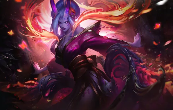 Огонь, магия, game, character, персонаж, League of Legends, Morgana, LOL