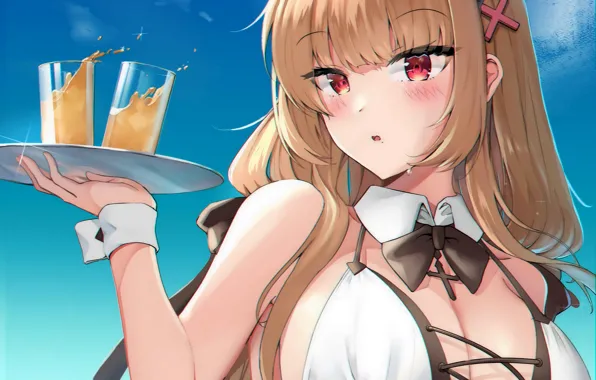 Girl, sexy, cleavage, long hair, boobs, anime, beautiful, pretty