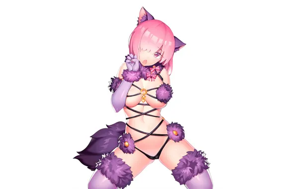 Girl, sexy, cleavage, pink hair, boobs, anime, beautiful, short hair