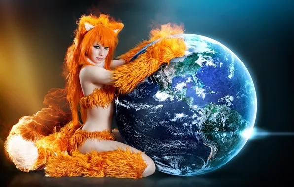 Картинка girl, Earth, beautiful, planet, Firefox