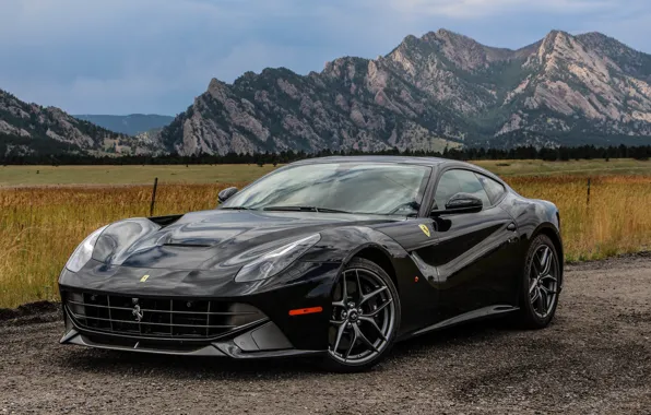 Картинка ferrari, black, f12, berlinetta