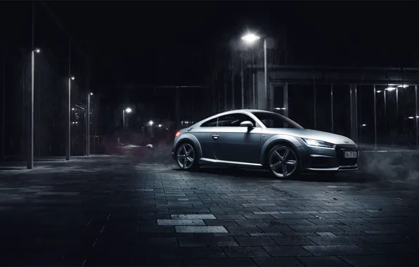 Audi, night, silvery