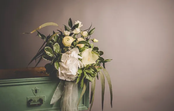 Картинка цветы, букет, лента, декор, wedding