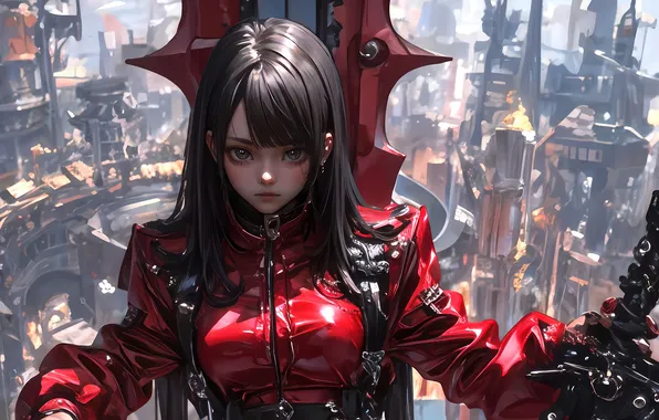 Girl, City, Fantasy, Anime, Fantasy City, Anime Girl, AI Art, AI Generated