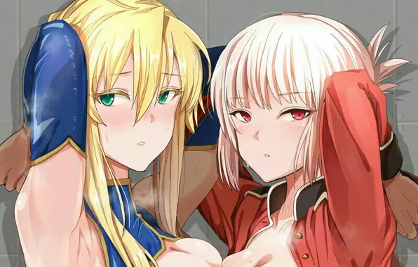 Lancer, girl, sexy, cleavage, long hair, boobs, anime, beautiful