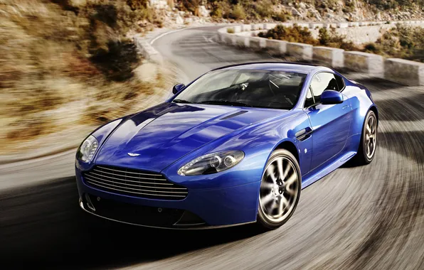 Картинка car, Aston Martin, Vantage, blue, speed