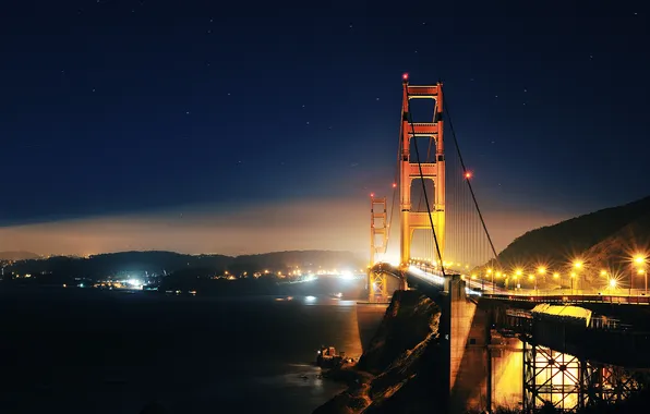 Картинка ночь, мост, GoldenGate