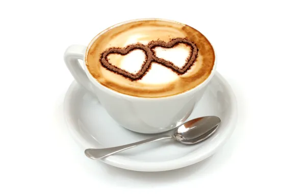 Кофе, завтрак, сердечки, love, heart, cup, coffee