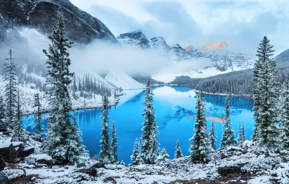 Облака, снег, горы, озеро, photographer, Алексей Сулоев