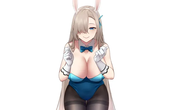 Girl, sexy, cleavage, long hair, boobs, anime, blue eyes, beautiful