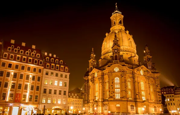 Картинка огни, Германия, Дрезден, церковь, Фрауэнкирхе