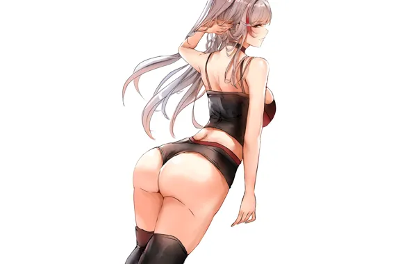 Girl, sexy, shorts, blouse, thighhighs, long hair, boobs, anime