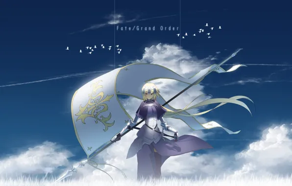 Небо, девушка, аниме, флаг, арт, Fate Grand order