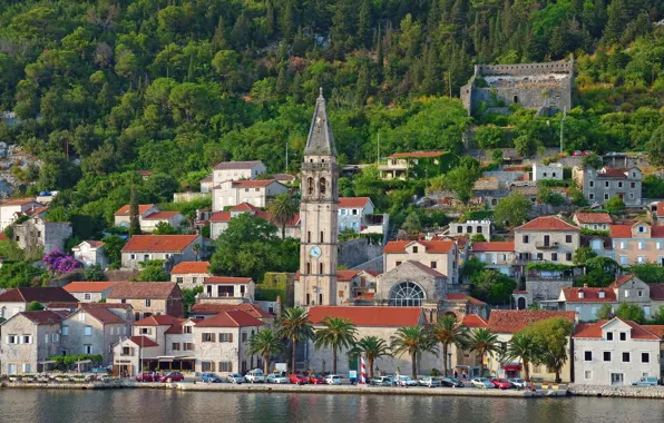 Море, город, Адриатика, Черногория, Пераст