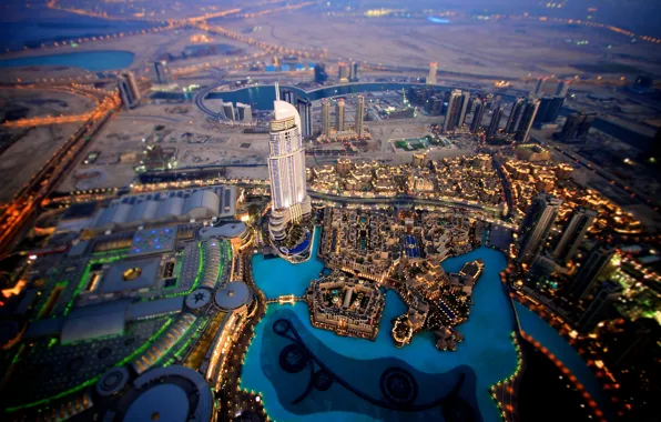 Картинка вода, дома, небоскребы, бассейн, башни, Dubai, дубай, оаэ