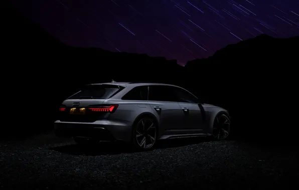 Тьма, Audi, боком, универсал, RS 6, 2020, 2019, V8 Twin-Turbo