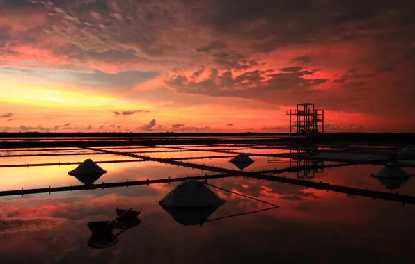 Закат, красный, вечер