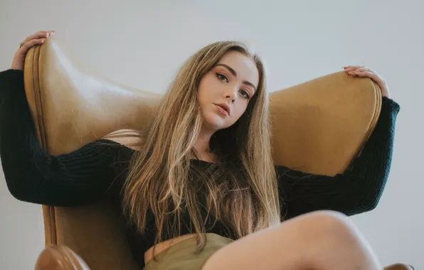 Картинка взгляд, девушка, поза, стрелки, макияж