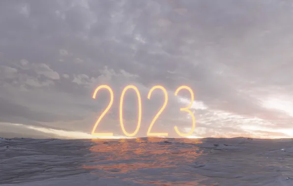 Море, цифры, Новый год, дата, 2023