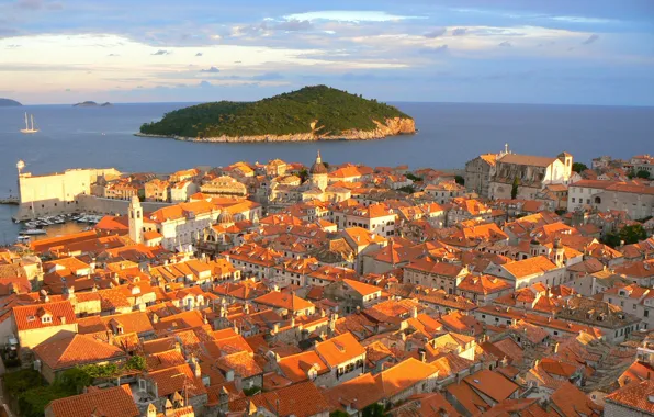 Море, панорама, Хорватия, Дубровник, Ядран