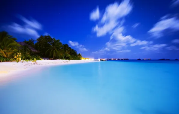 Картинка пляж, пальмы, океан, вечер, beach, Aitutaki Escape, neotropical