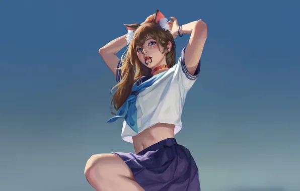 Картинка girl, asian, schoolgirl, ai art