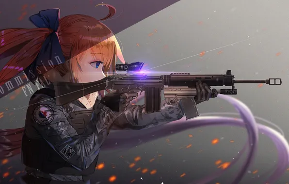 Девушка, оружие, аниме, арт, прицел, Girls Frontline, Девушки фронта