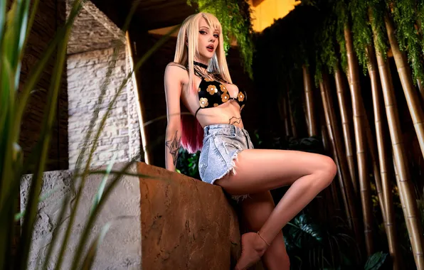 Girl, sexy, shorts, legs, young, beautiful, model, cosplay