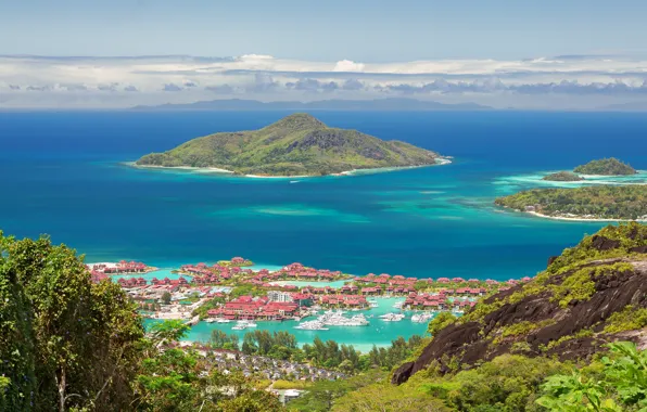 Картинка острова, город, океан, Сейшелы, Seychelles, Mahe