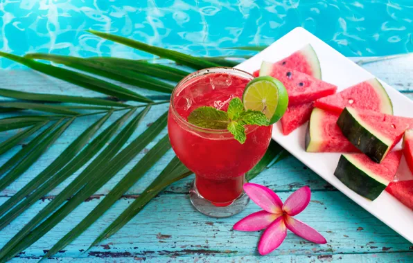 Арбуз, сок, коктейль, summer, fresh, drink, watermelon, tropical