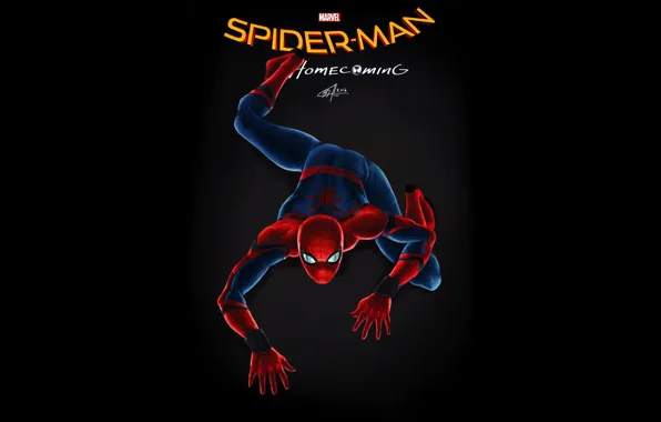 Обои poster, spider man, Peter Parker, Tom Holland, spider man:homecoming  на телефон и рабочий стол, раздел фильмы, разрешение 1920x1080 - скачать