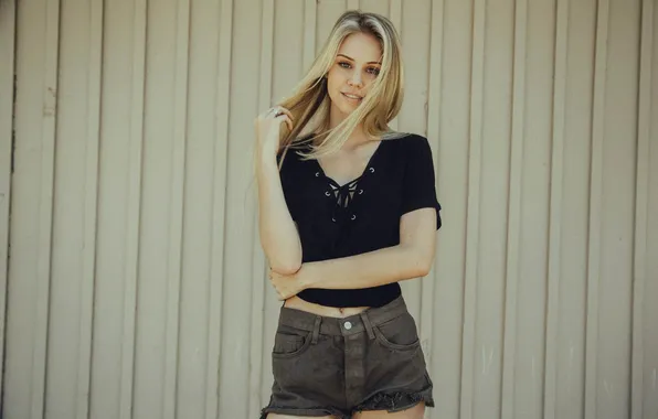 Shorts, long hair, woman, young, beautiful, model, charming