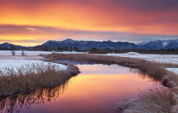 Картинка зима, горы, озеро, Michael Breitung, Бовария