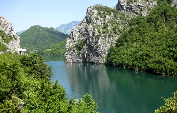 Лес, деревья, горы, река, скалы, Босния и Герцеговина, Neretva