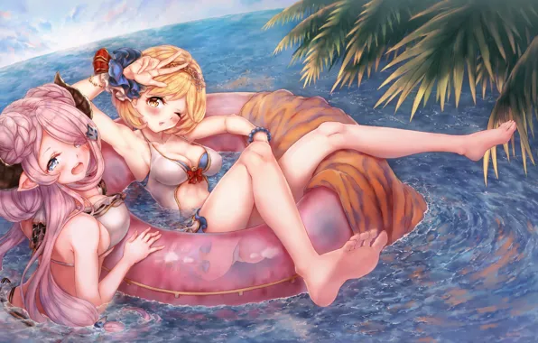 Вода, Девушки, Лето, Секси, Granblue Fantasy