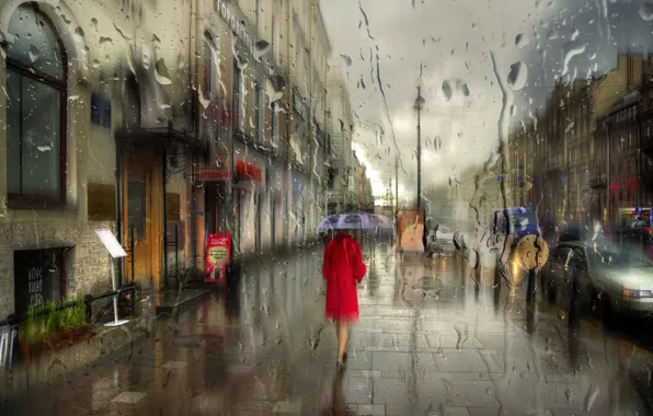Картинка девушка, капли, макро, дождь, зонт, Питер, Санкт-Петербург