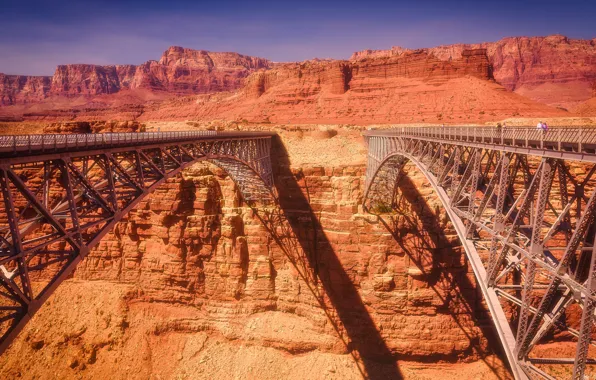 United States, Arizona, Marble Canyon, two bridges