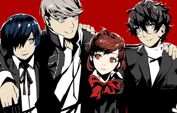 Игра, аниме, арт, друзья, персонажи, Persona 5, Персона 5