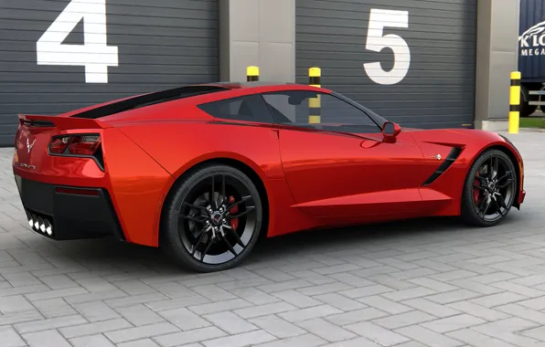 Купе, Chevrolet, арт, США, corvette, Stingray, Спорткар, General Motors