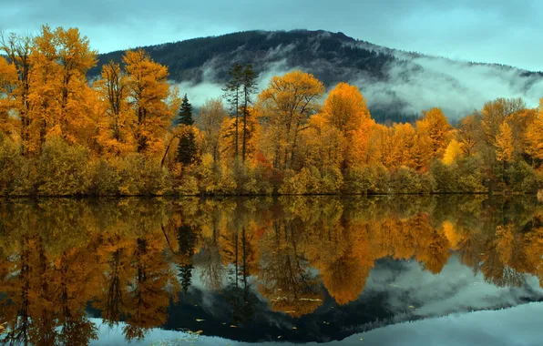 Осень, пейзаж, горы, озеро