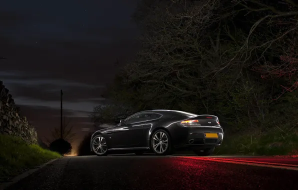 Aston Martin, Vantage, Night, V12, Астон Мартин, Road