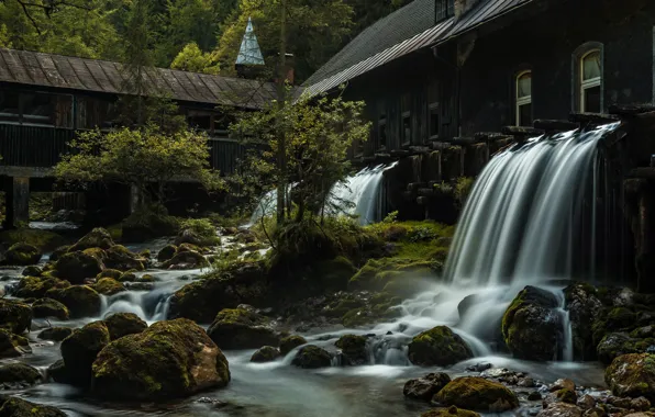 Камни, Австрия, речка, водопады, Austria, потоки воды, Upper Austria, Верхняя Австрия