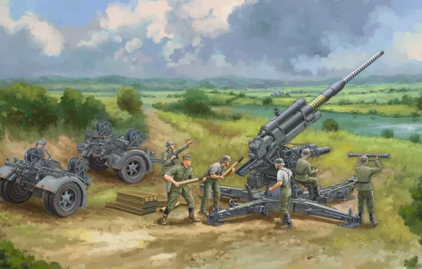 Германия, Luftwaffe, Acht-Acht, Flack 36/37, Зенитная артиллерия, German 8.8cm