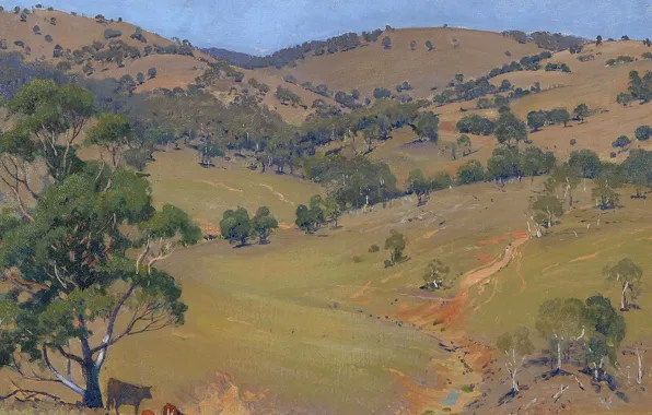 Пейзаж, картина, Elioth Gruner, Carmalinda Landscape, Элиот Грюнер