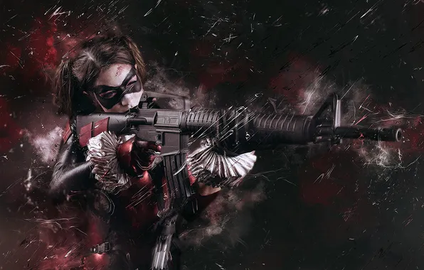 Heroes, comics, hero, rifle, Harley Quinn, Assault