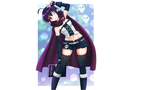 Skull, girl, anime, pretty, supernatural, japanese, bishojo, shinigami
