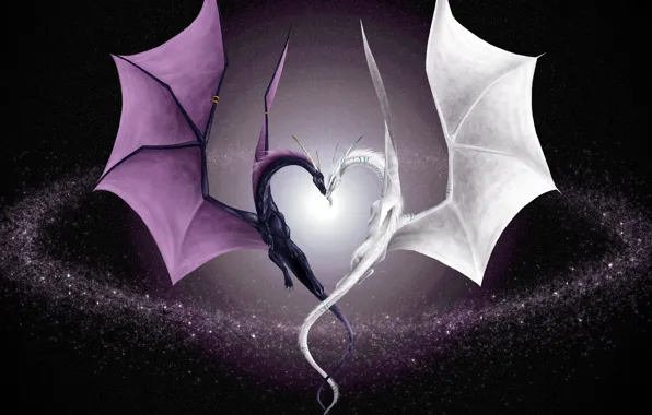 Любовь, фентези, сердце, драконы, валентинка, Dragon Lovers